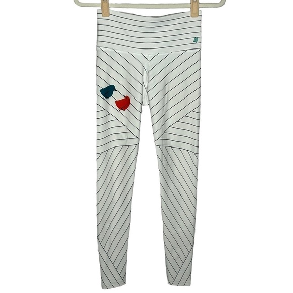 OMGI YOGA Bird and Striped Print High Waisted Activewear Leggings - Picture 4 of 16